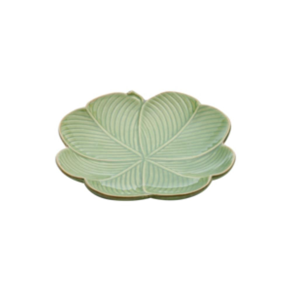 Prato Leaf Verde de Cerâmica 16x16x3cm